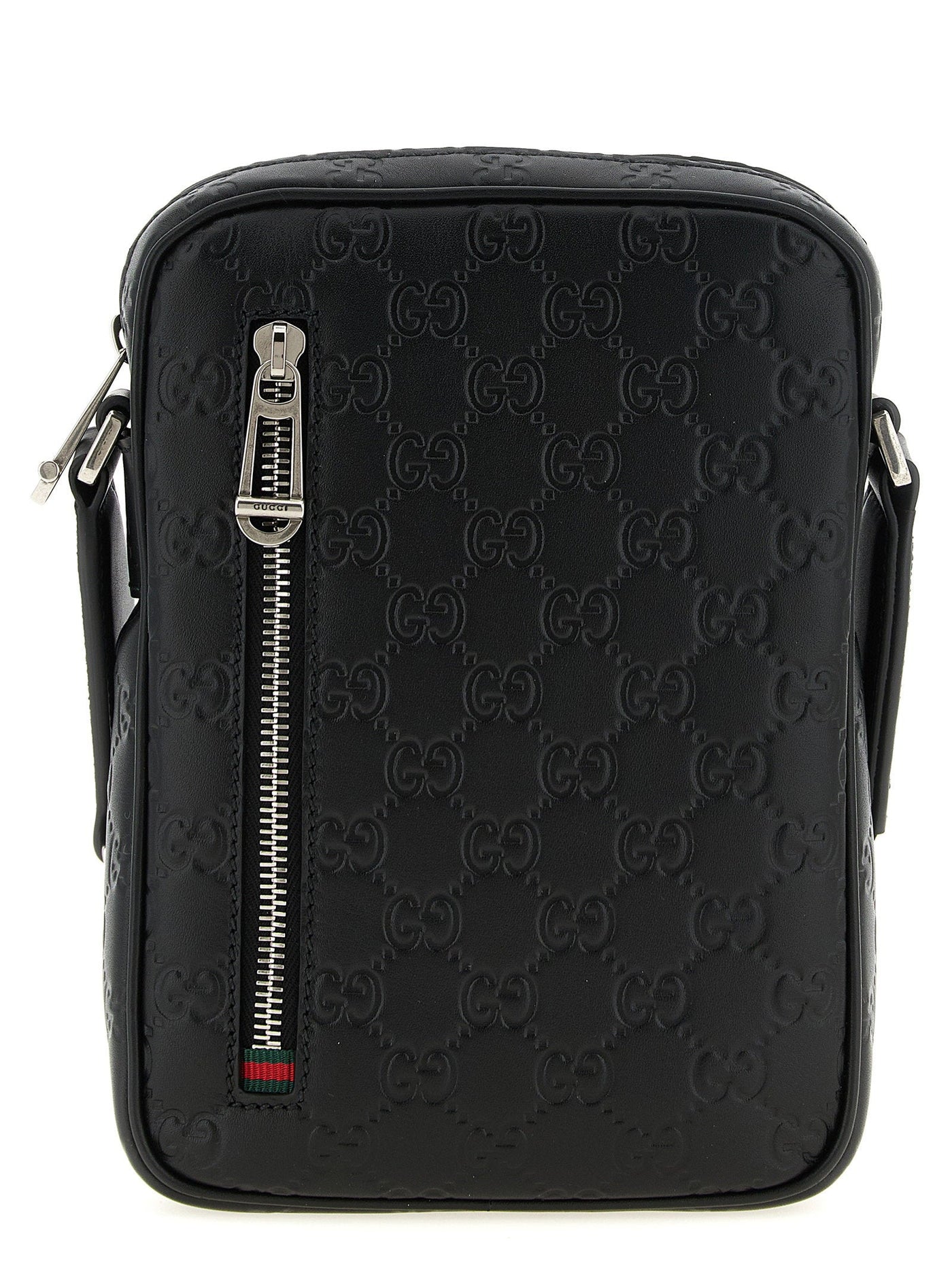 Gucci Embossed Gg Monogram Shoulder Bag — Black