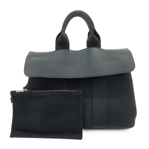 Hermes Valparaiso Toile And Leather Black Canvas Bag