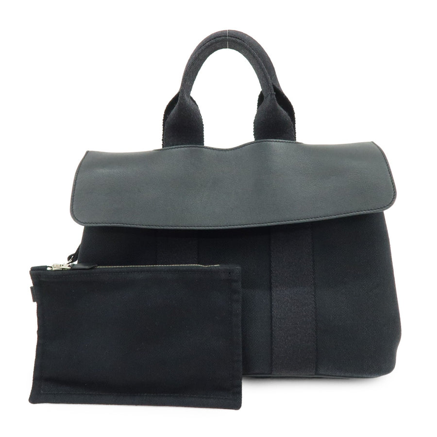 Hermes Valparaiso Toile And Leather Black Canvas Bag