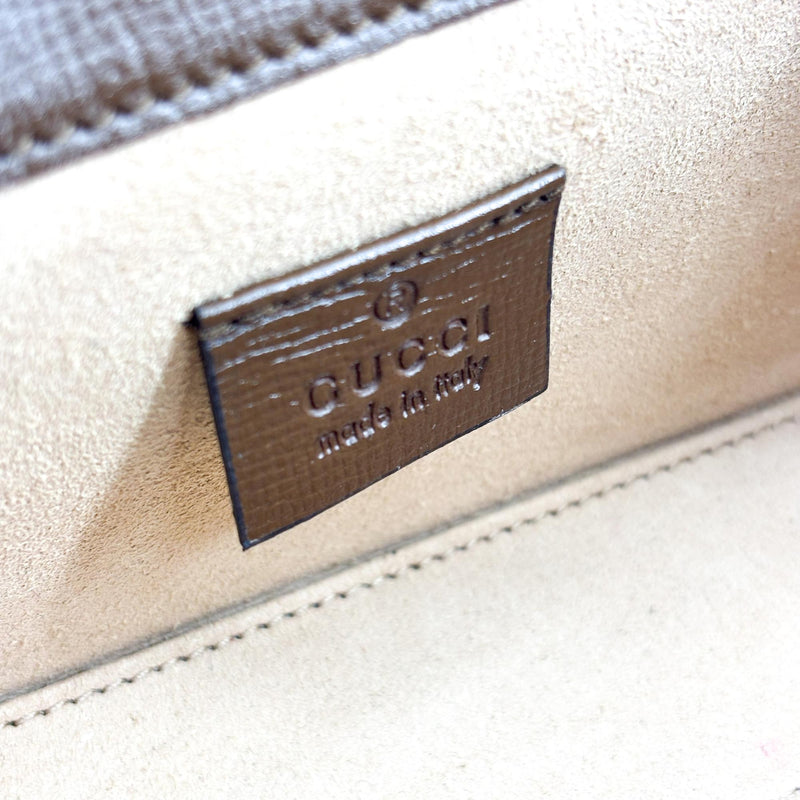 Gucci Horsebit 1955 Flap Gg Coated Canvas Brown Bag