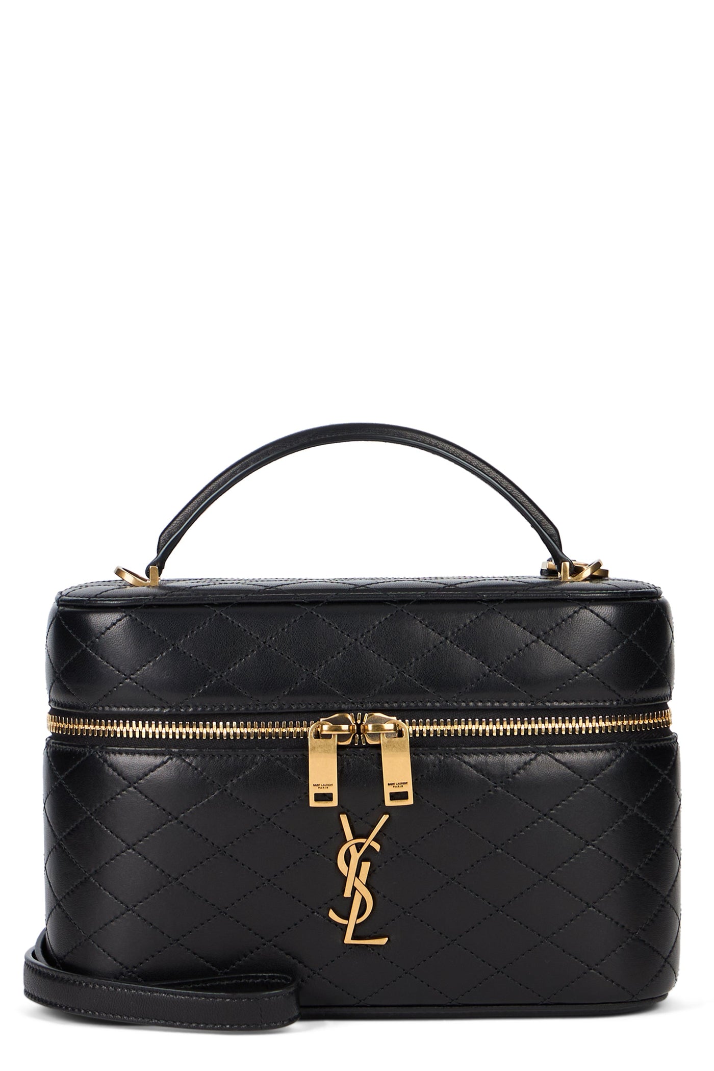 Saint Laurent Gaby Vanity Top Handle Bag — Black Lambskin
