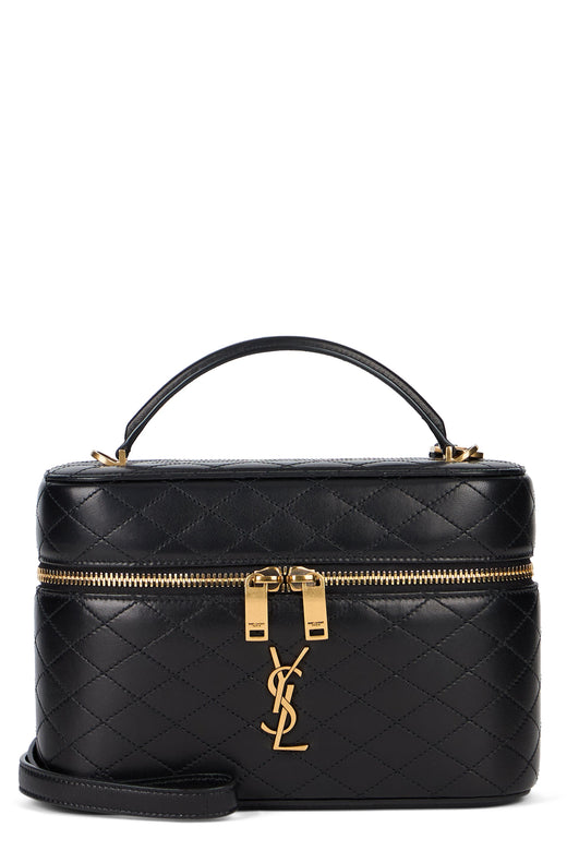 Saint Laurent Gaby Vanity Top Handle Bag — Black Lambskin