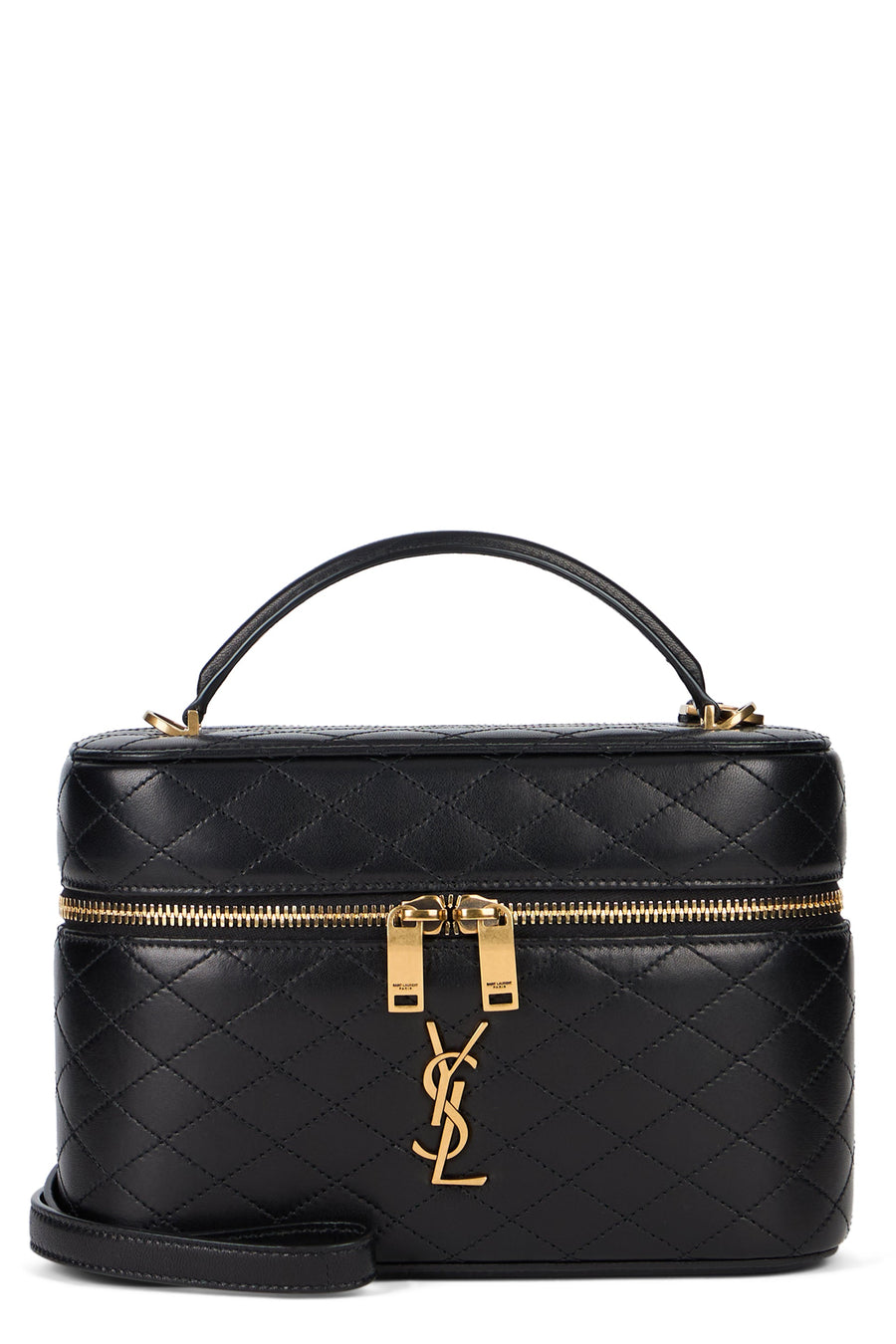 Saint Laurent Gaby Vanity Top Handle Bag — Black Lambskin
