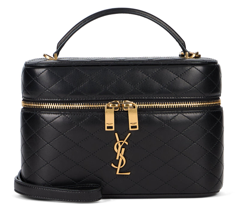 Saint Laurent Gaby Vanity Top Handle Bag — Black Lambskin