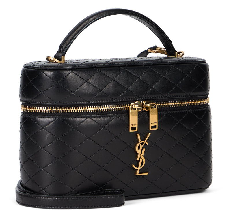 Saint Laurent Gaby Vanity Top Handle Bag — Black Lambskin