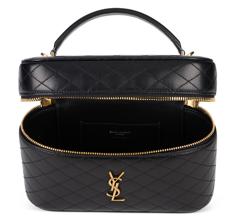 Saint Laurent Gaby Vanity Top Handle Bag — Black Lambskin