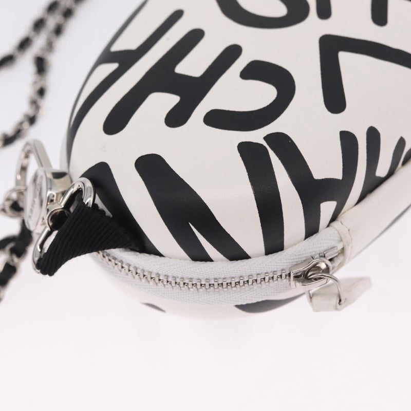 Chanel Coco Neige Zip Around Sunglasses Case With Chain Printed Leather White