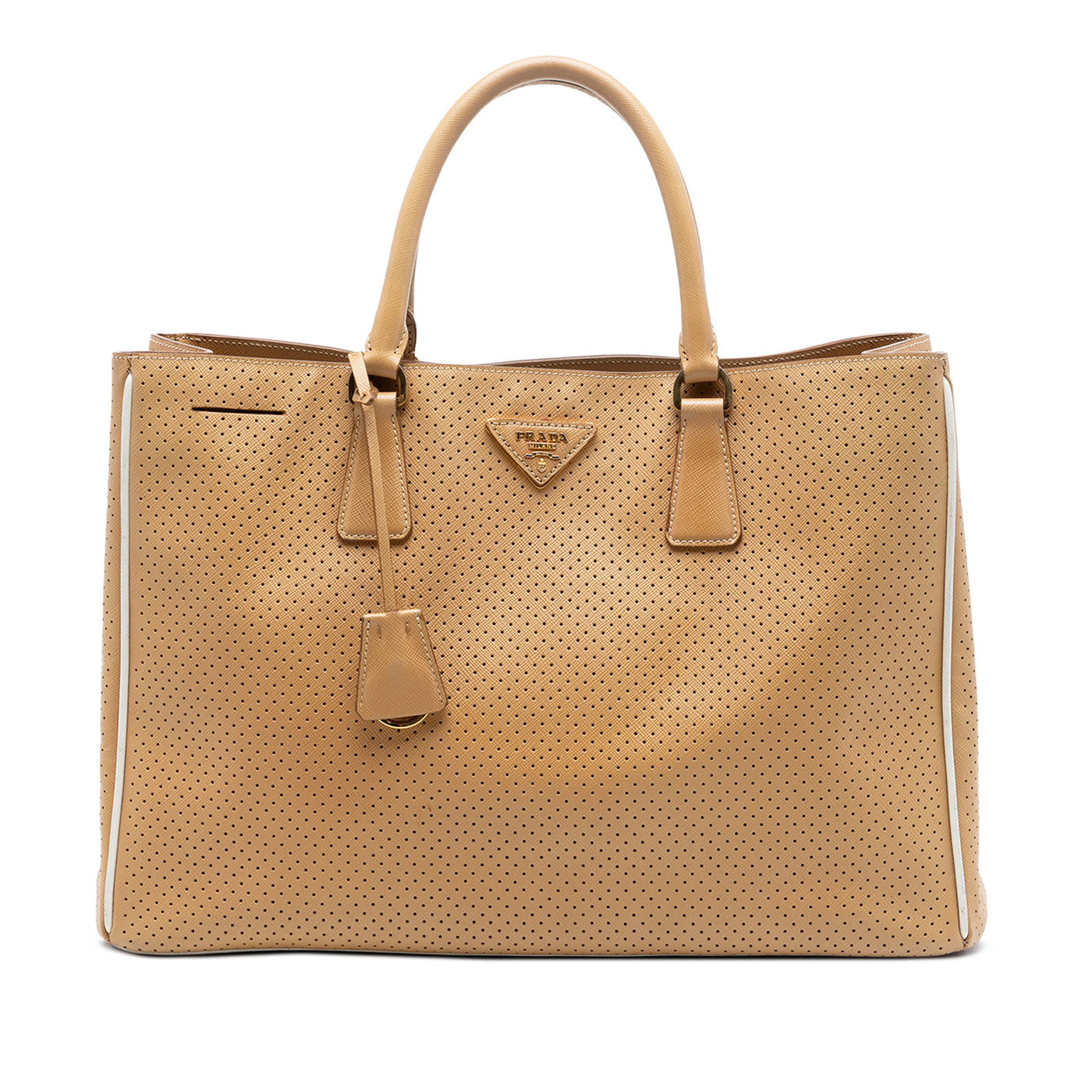 Large Perforated Saffiano Lux Galleria Zip Tote - Image 1