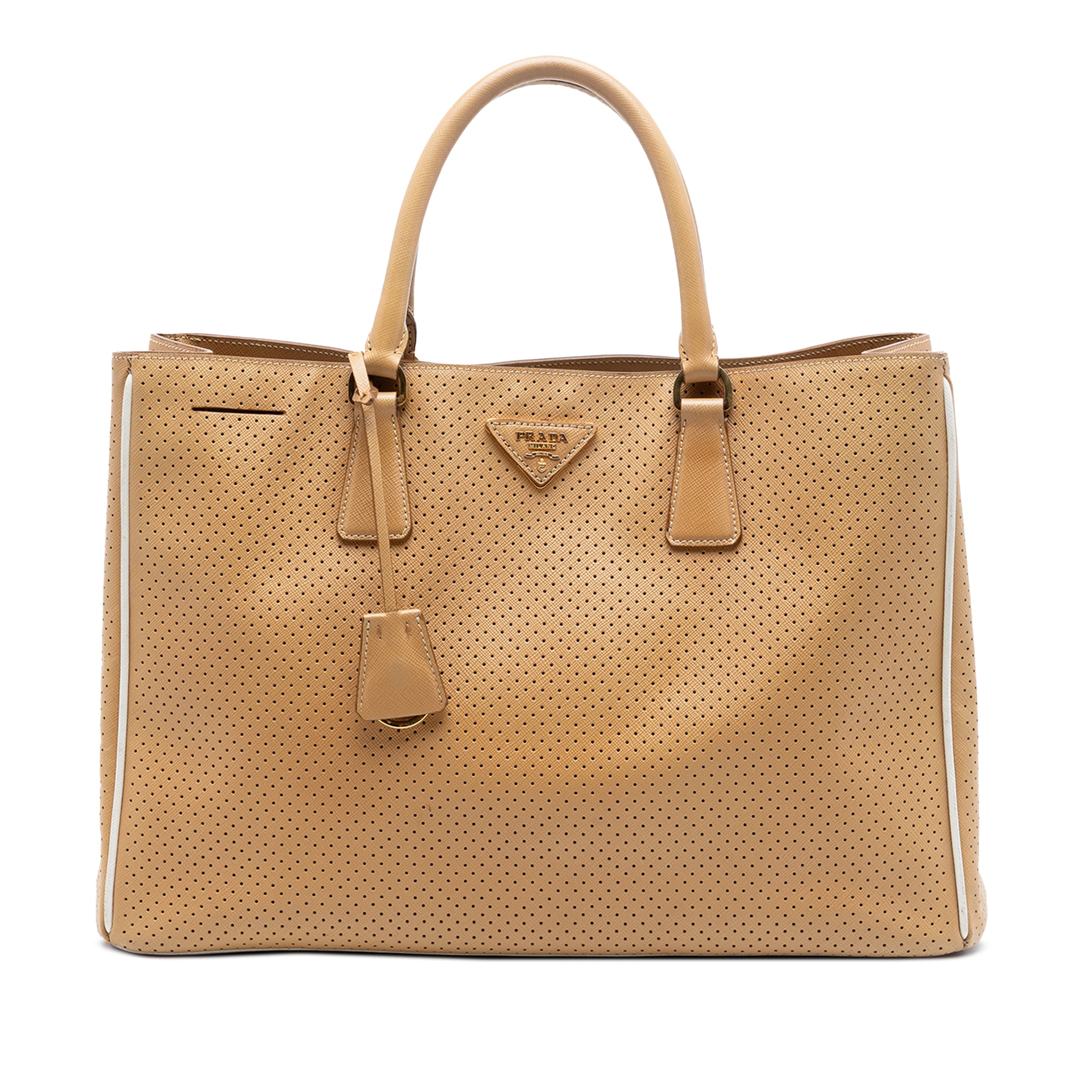 Large Perforated Saffiano Lux Galleria Zip Tote - Image 1