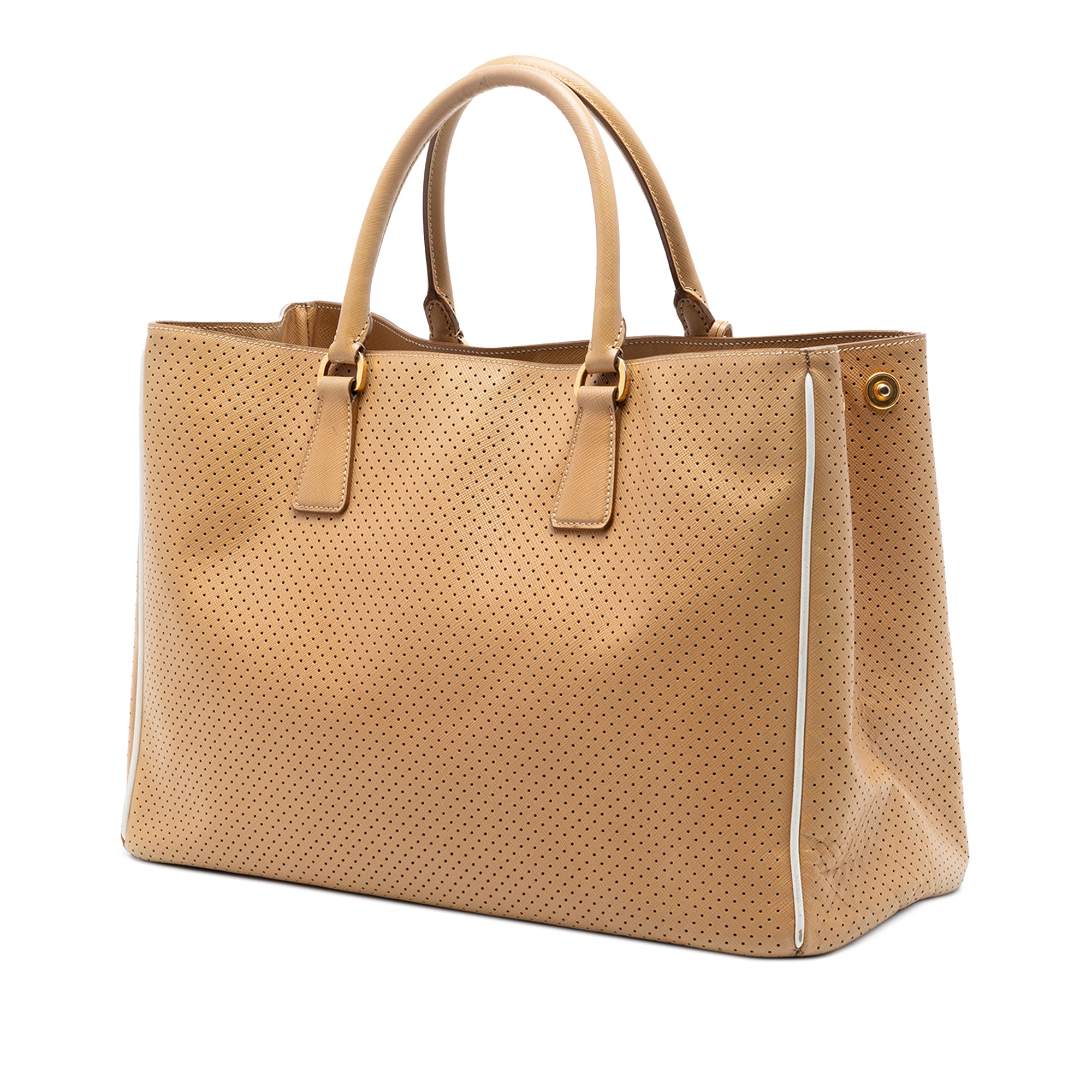 Large Perforated Saffiano Lux Galleria Zip Tote - Image 2