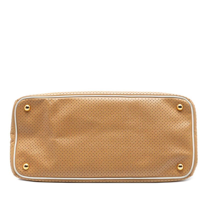 Large Perforated Saffiano Lux Galleria Zip Tote - Image 3