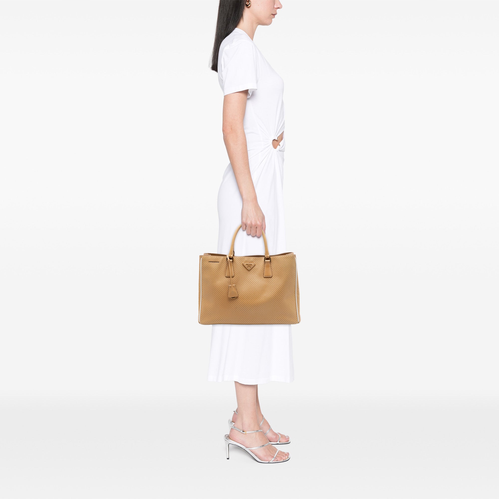 Large Perforated Saffiano Lux Galleria Zip Tote - Image 6