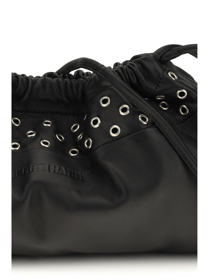 Pierre Hardy Eyelet-Adorned Calfskin Clutch — Black Calf Leather Bos Taurus