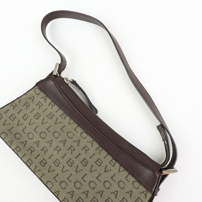 Bvlgari Logomania Canvas With Leather Khaki Bag