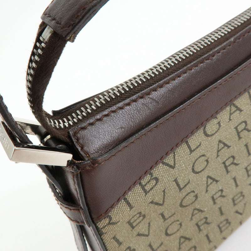 Bvlgari Logomania Canvas With Leather Khaki Bag