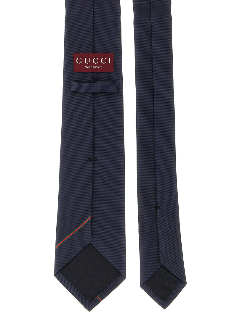 Gucci Jacquard Silk Necktie — Navy Pure Neckties