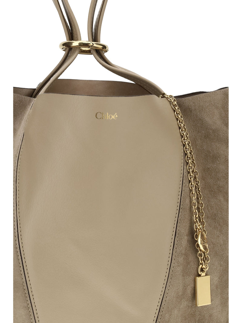 Chloé Spin Shoulder Bag — Brown Calf Leather Bos Taurus