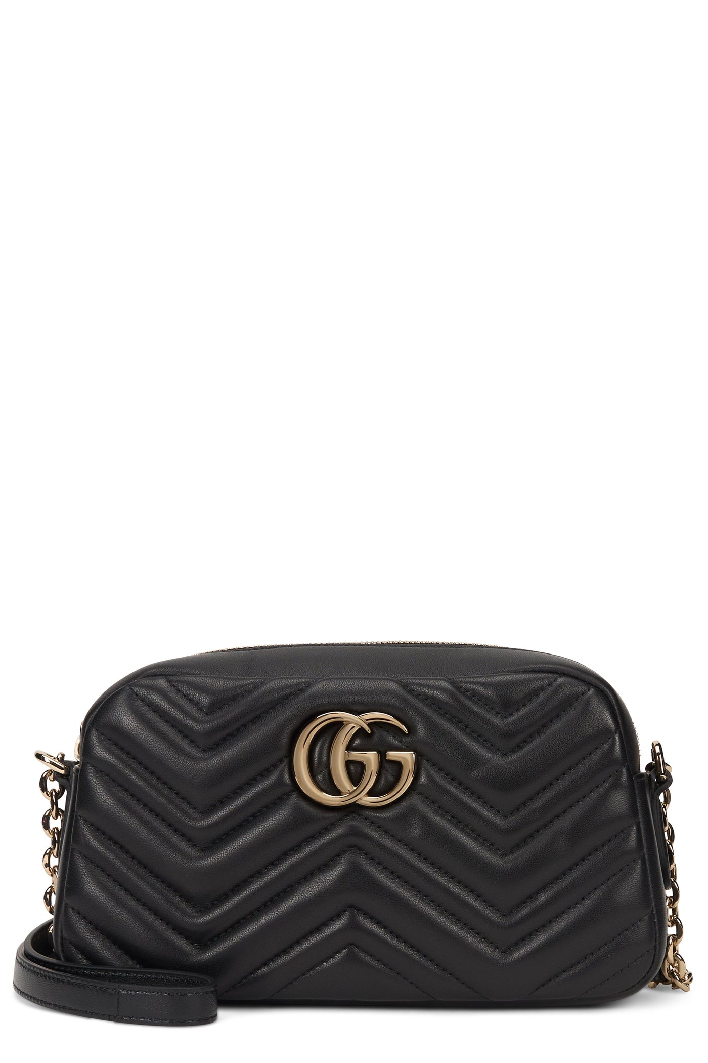 Gucci Gg Marmont Shoulder Bag — Black Lambskin