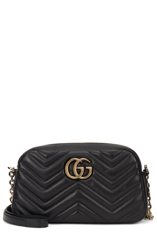 Gucci Gg Marmont Shoulder Bag — Black Lambskin