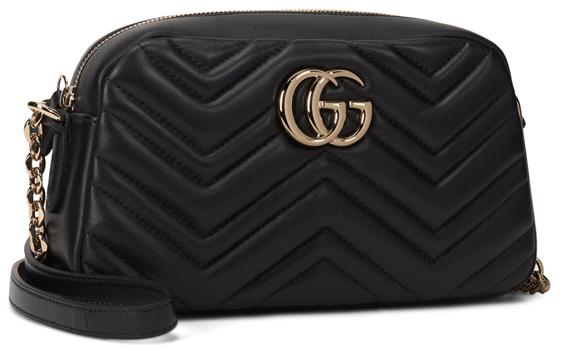 Gucci Gg Marmont Shoulder Bag — Black Lambskin