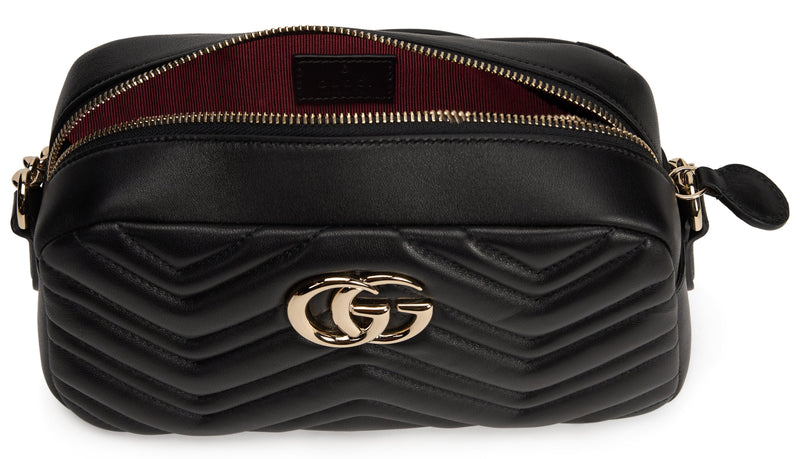 Gucci Gg Marmont Shoulder Bag — Black Lambskin