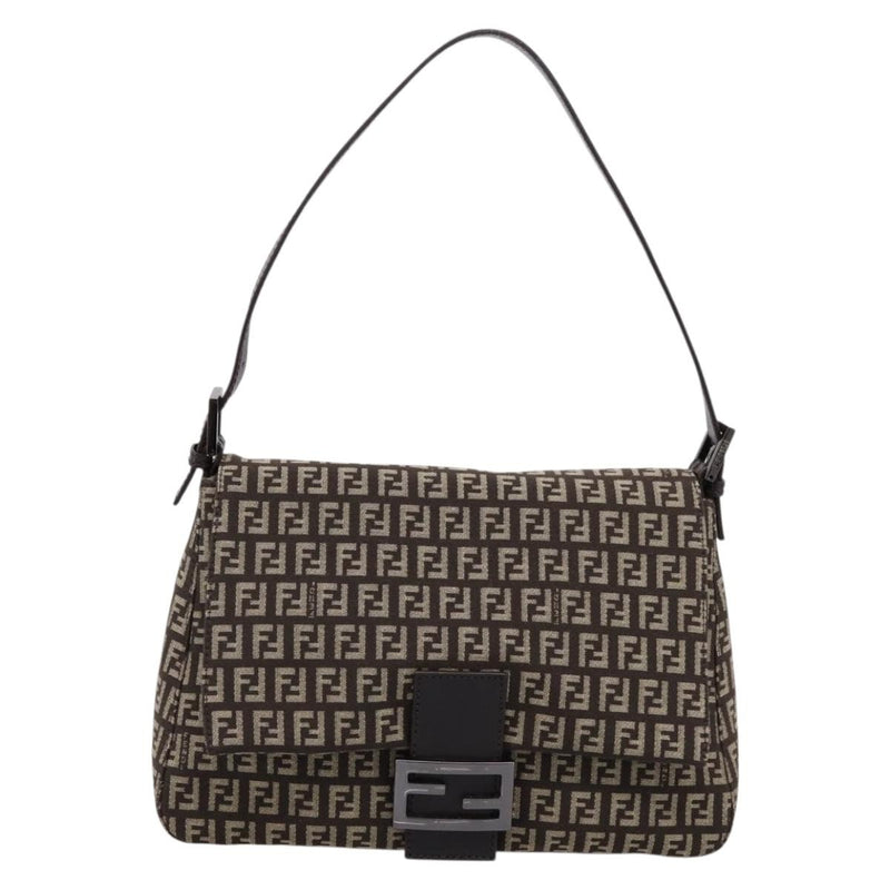 Fendi Mamma Baguette Zucchino Canvas Brown Bag