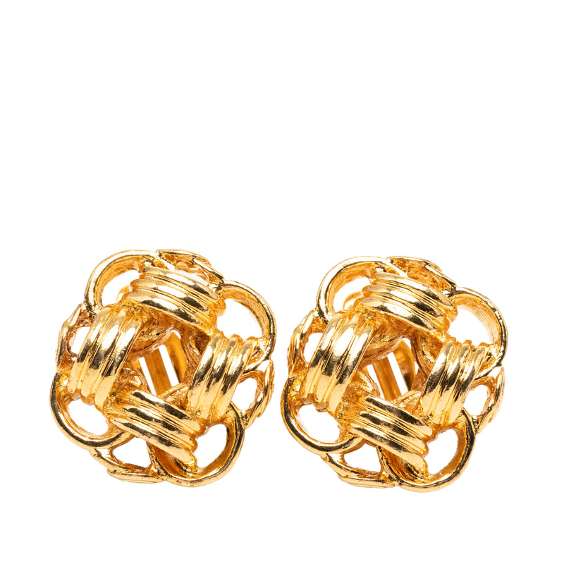 CC Gold Plated Knot Clip On Earrings
