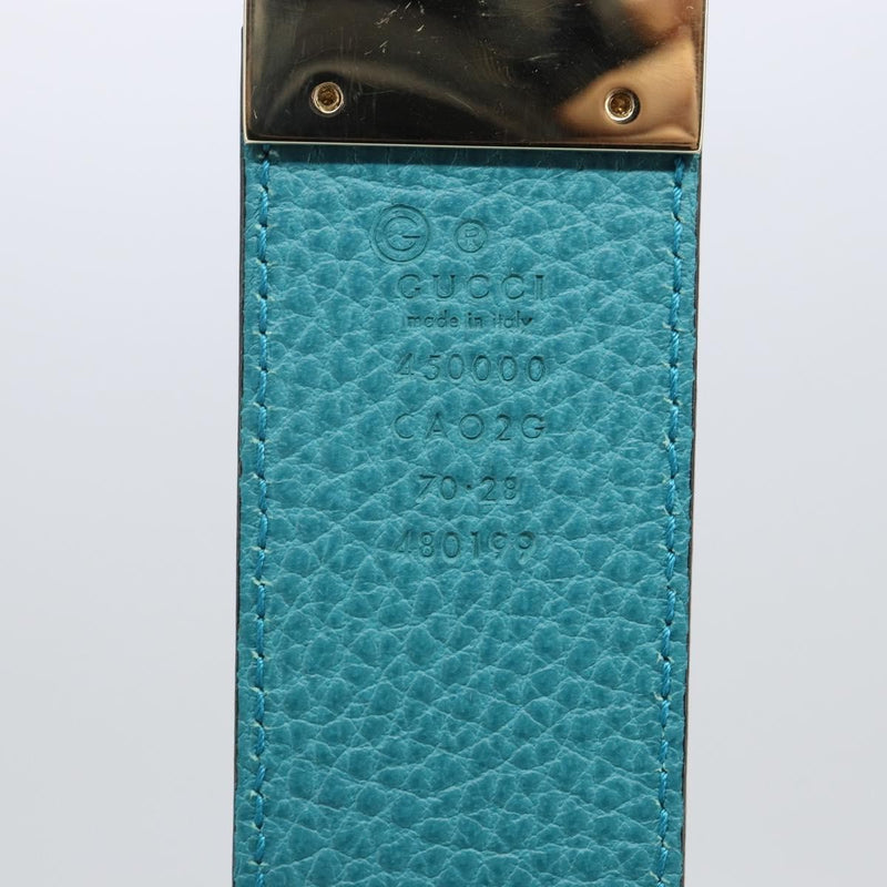 Gucci 1973 Reversible Belt (outlet) Leather Turquoise