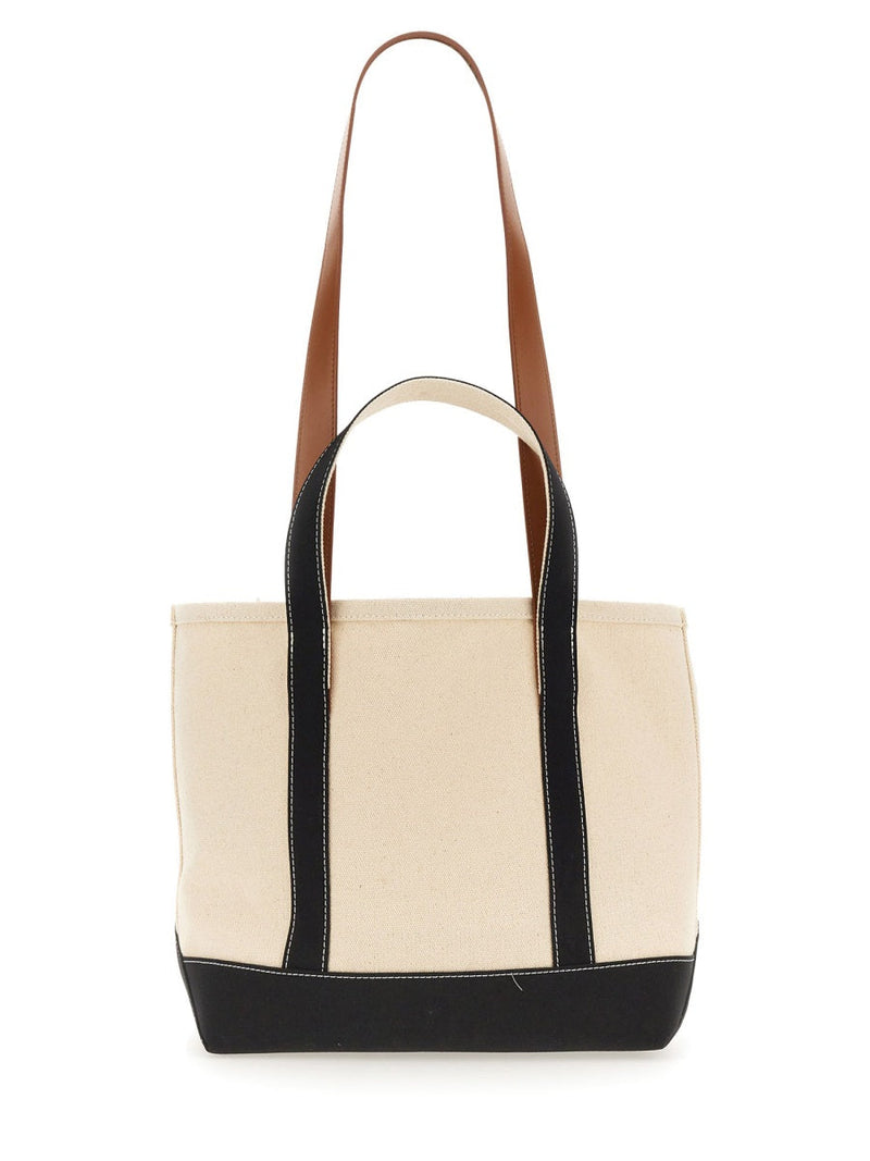 Palm Angels Logo Cotton Shoulder Bag — Beige