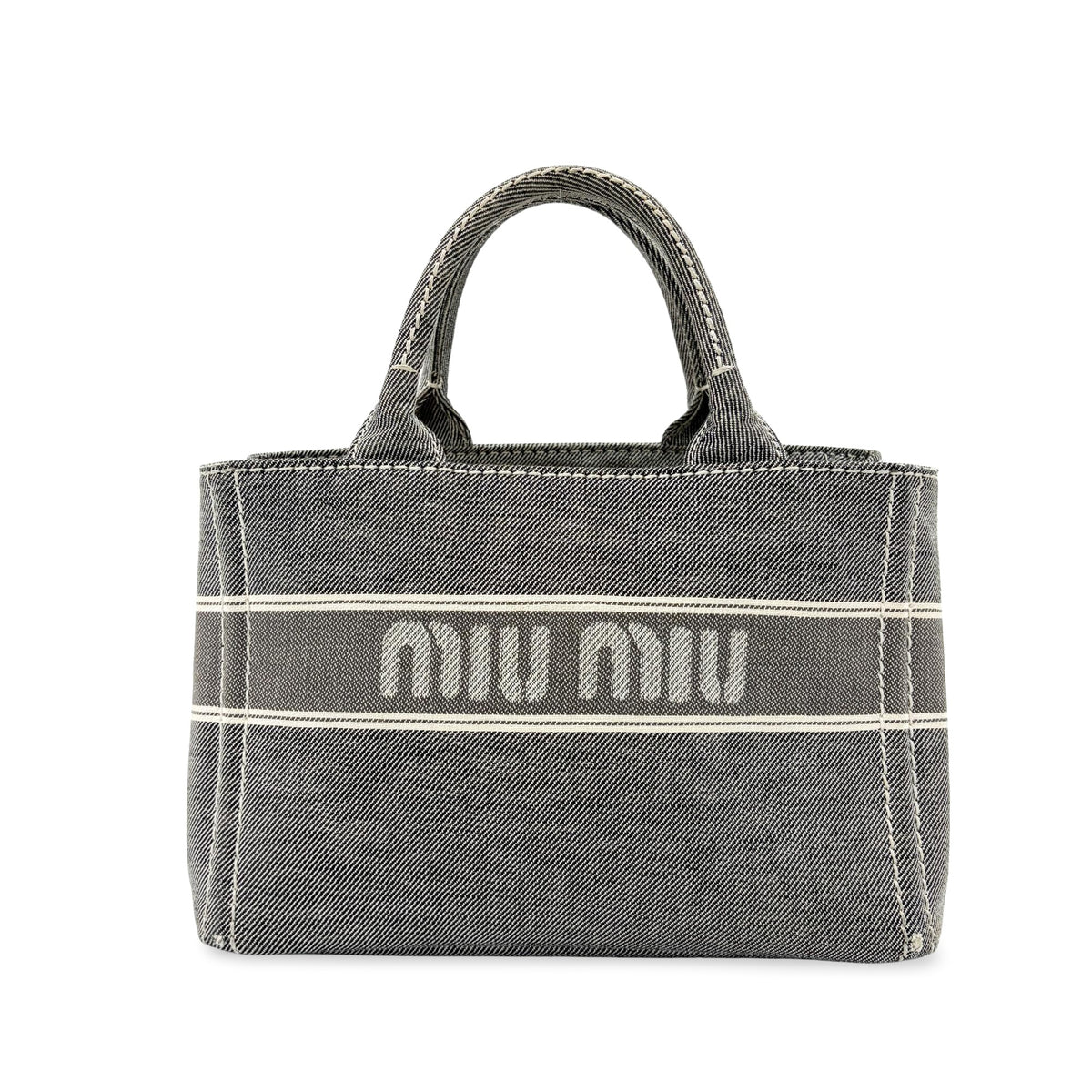 Miu Miu My Logo Leather Black Denim_jeans Bag