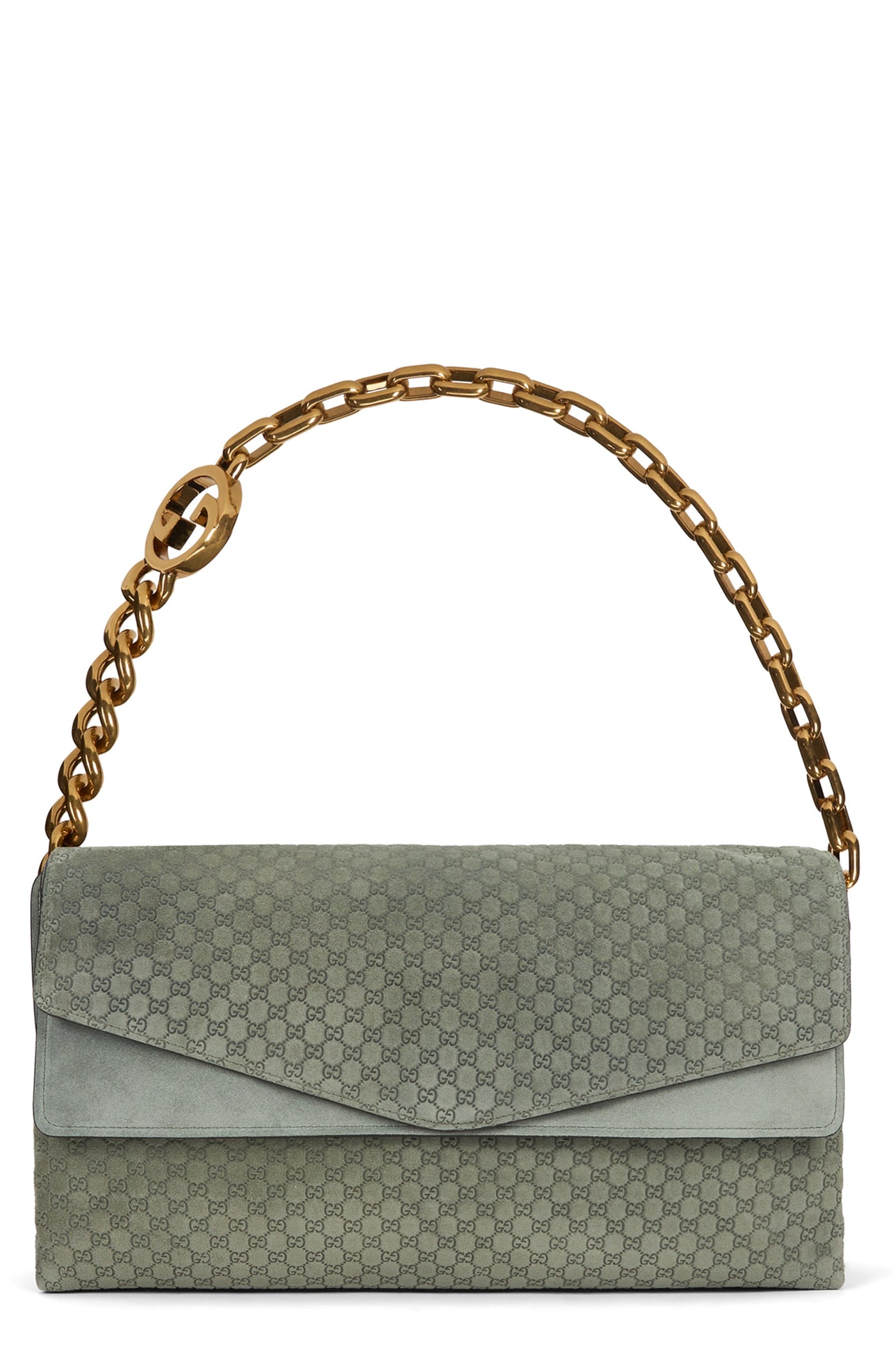 Gucci Gg Monogram Calfskin Shoulder Bag — Green Calf Skin
