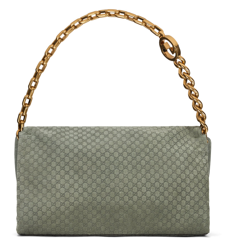 Gucci Gg Monogram Calfskin Shoulder Bag — Green Calf Skin