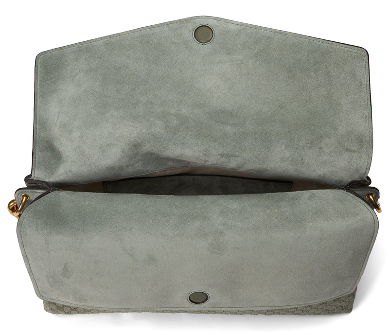 Gucci Gg Monogram Calfskin Shoulder Bag — Green Calf Skin