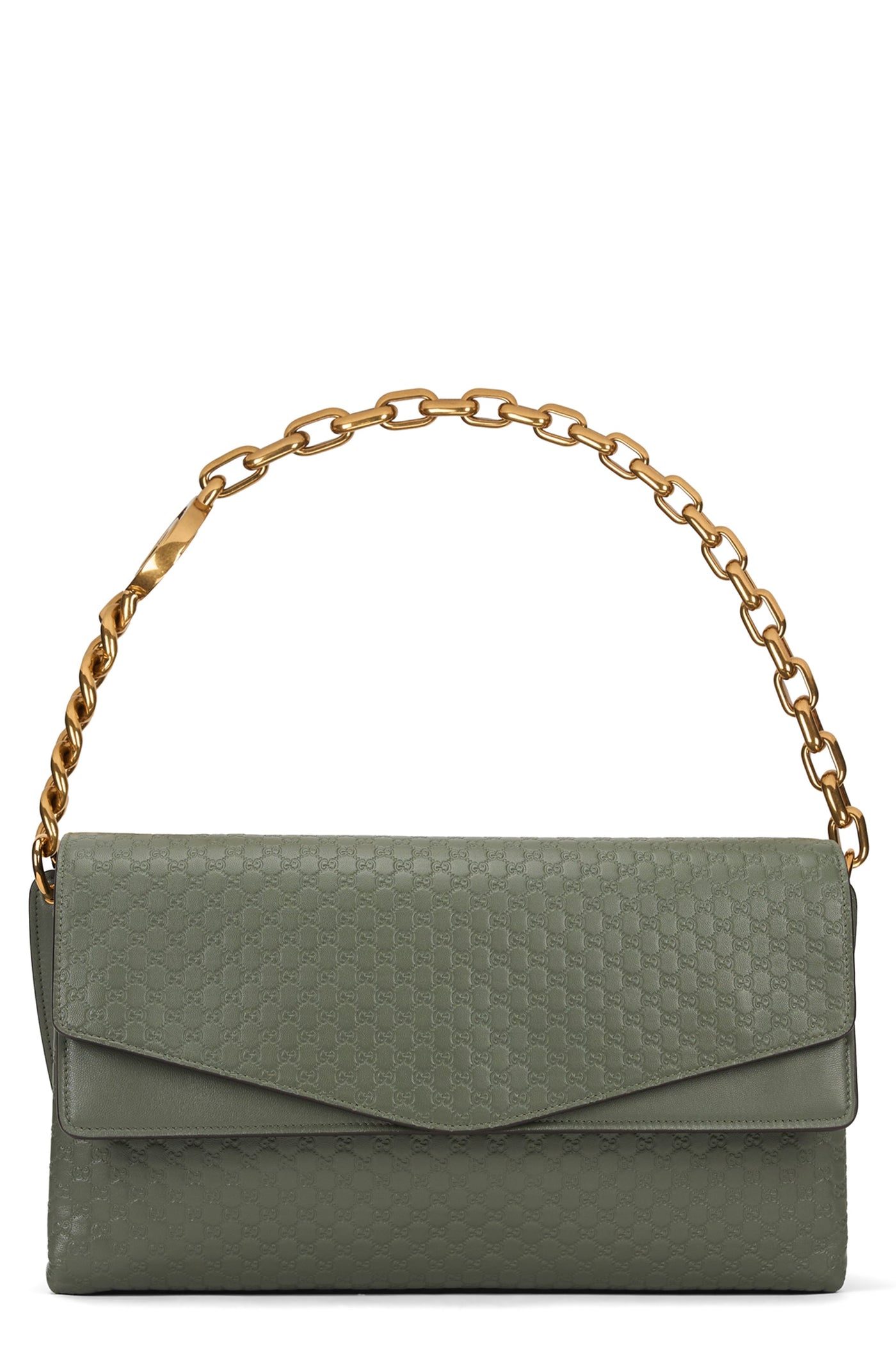 Gucci Gg-Embossed Calf Leather Shoulder Bag — Khaki Skin