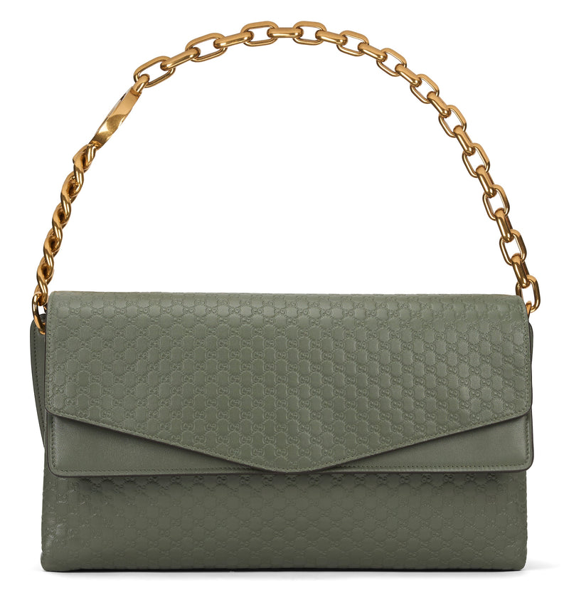 Gucci Gg-Embossed Calf Leather Shoulder Bag — Khaki Skin