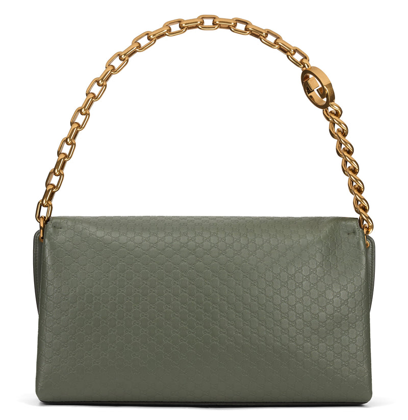 Gucci Gg-Embossed Calf Leather Shoulder Bag — Khaki Skin