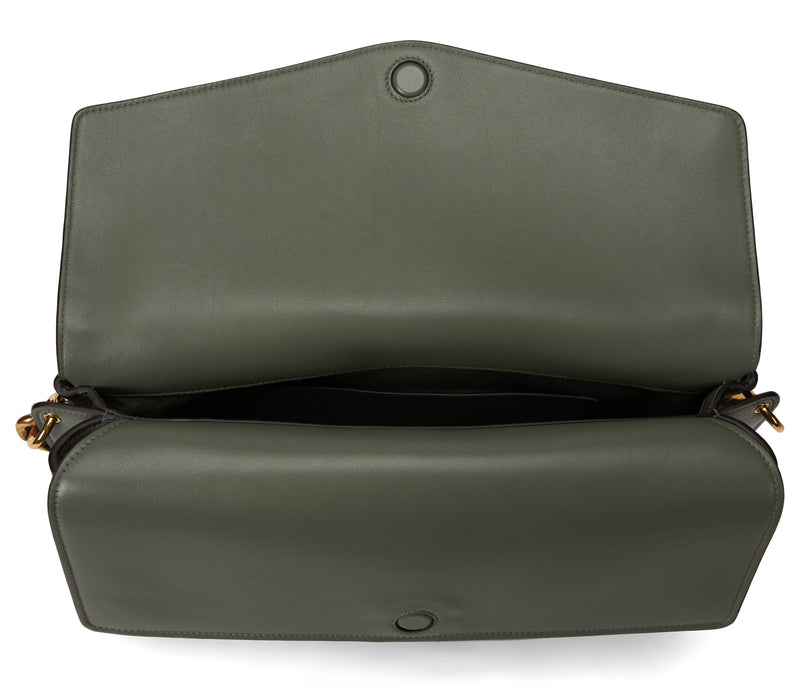 Gucci Gg-Embossed Calf Leather Shoulder Bag — Khaki Skin