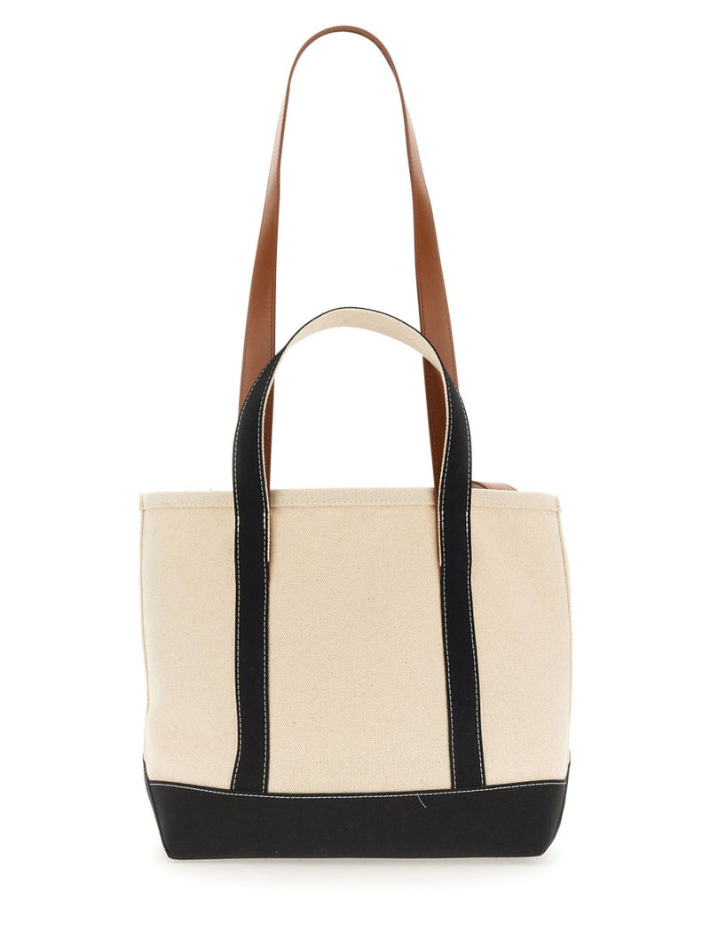 Palm Angels Logo Cotton Shoulder Bag — Beige