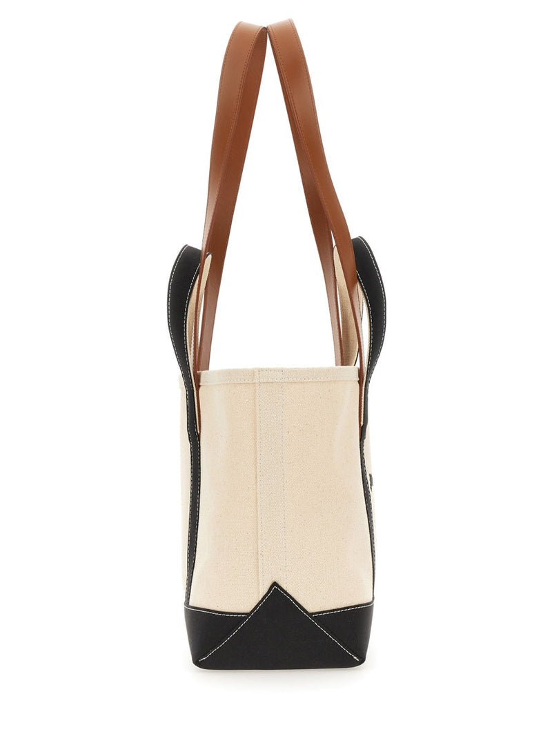 Palm Angels Logo Cotton Shoulder Bag — Beige