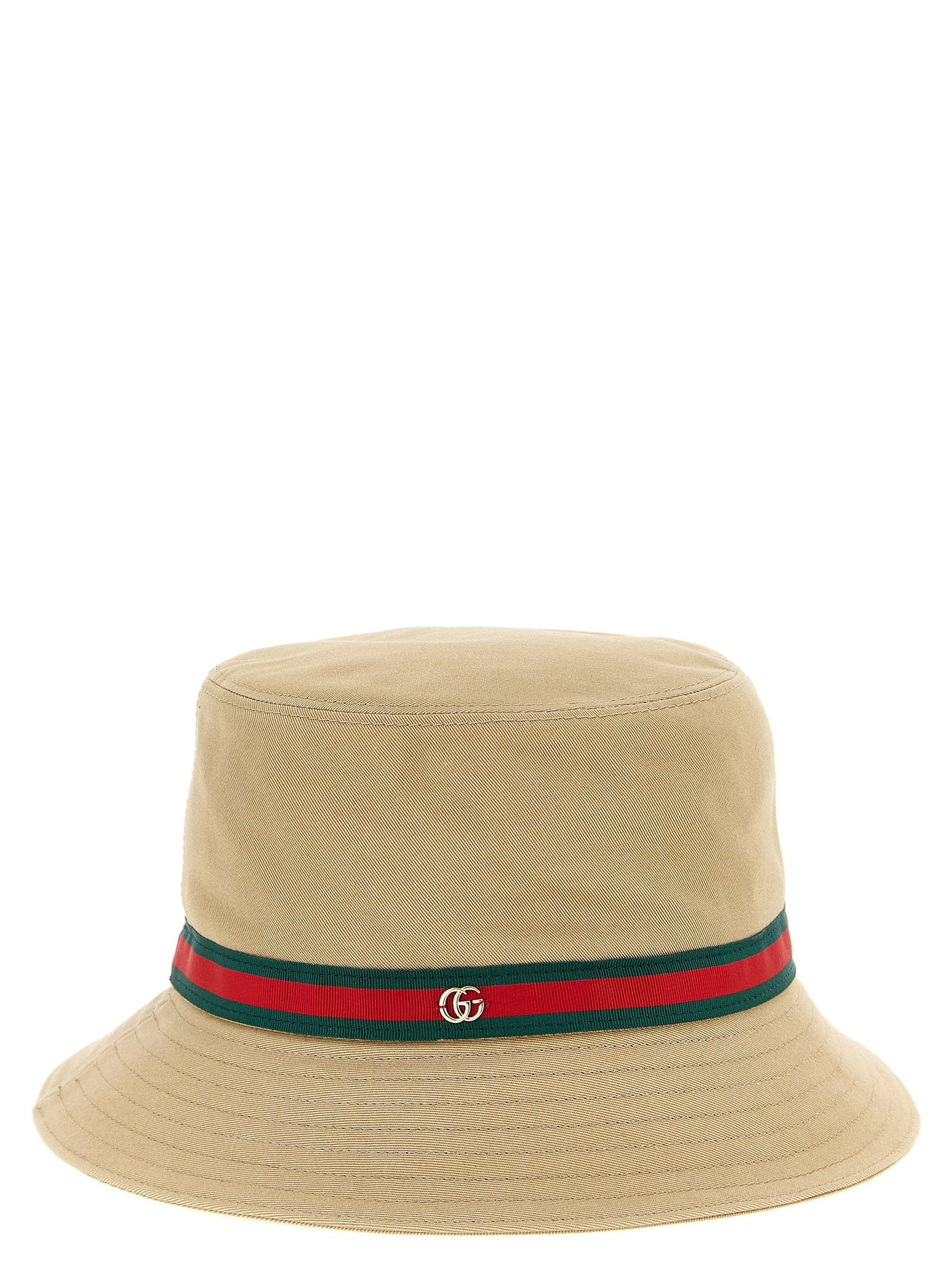Gucci Web Tape Grosgrain Bucket Hat — Beige