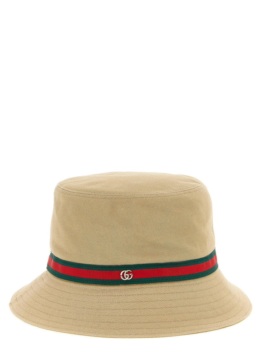 Gucci Web Tape Grosgrain Bucket Hat — Beige