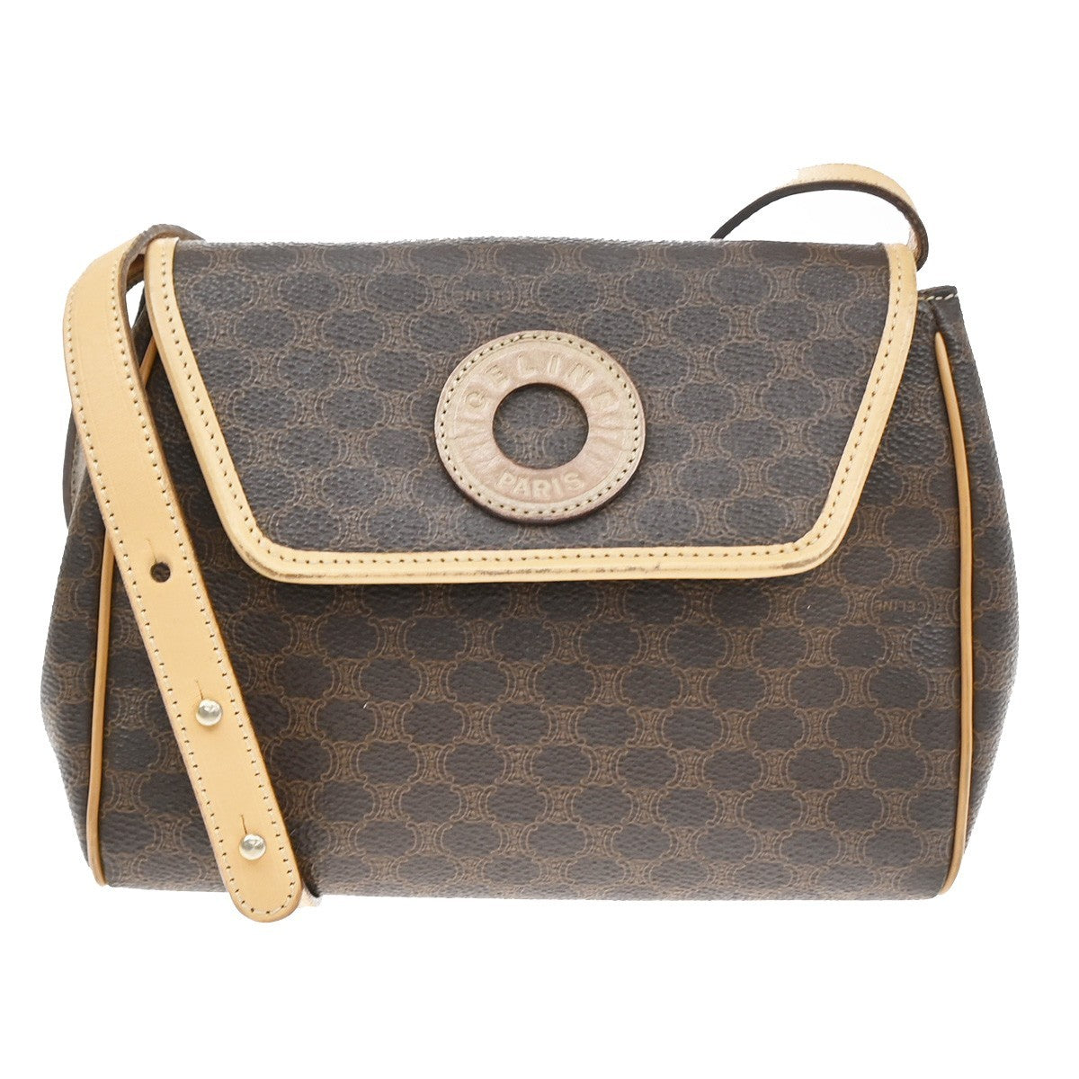 Celine Macadam Shoulder Canvas Brown Bag