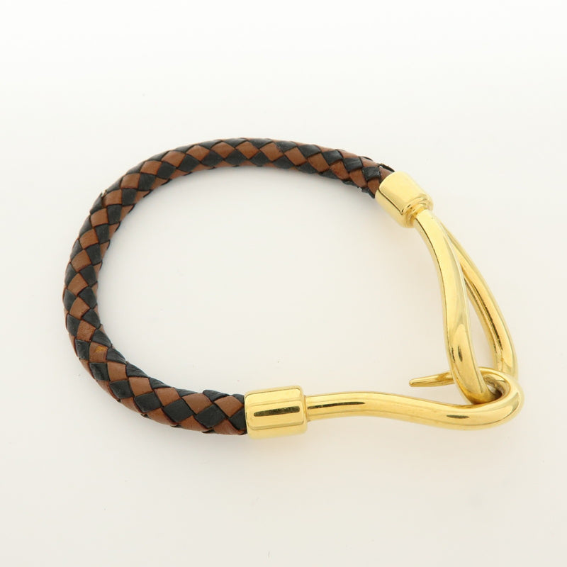 Hermes Jumbo Hook Braided Leather And Metal Brown Bijoux