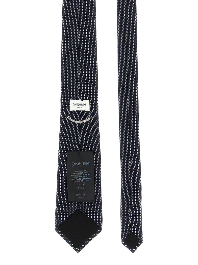 Saint Laurent Polka Dot Silk Necktie — Navy Crêpe Neckties