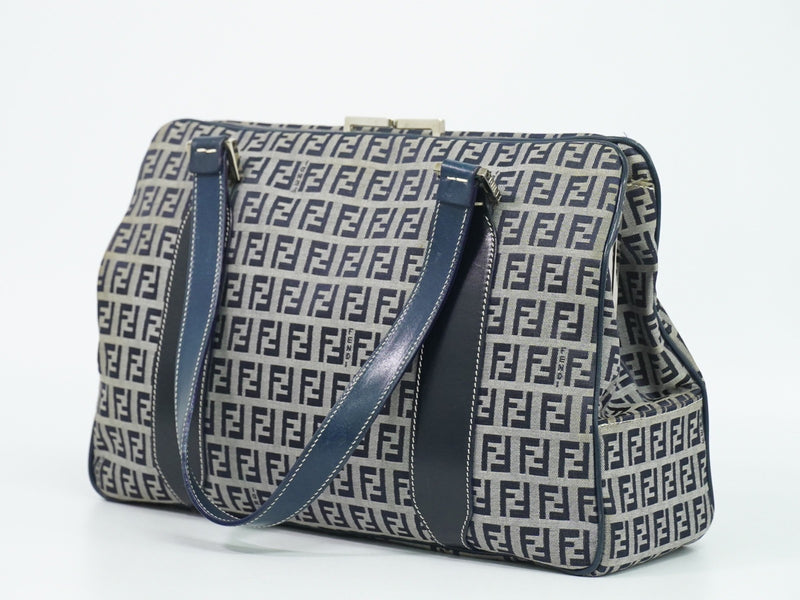 Fendi Vintage Shoulderbag Canvas Navy Bag