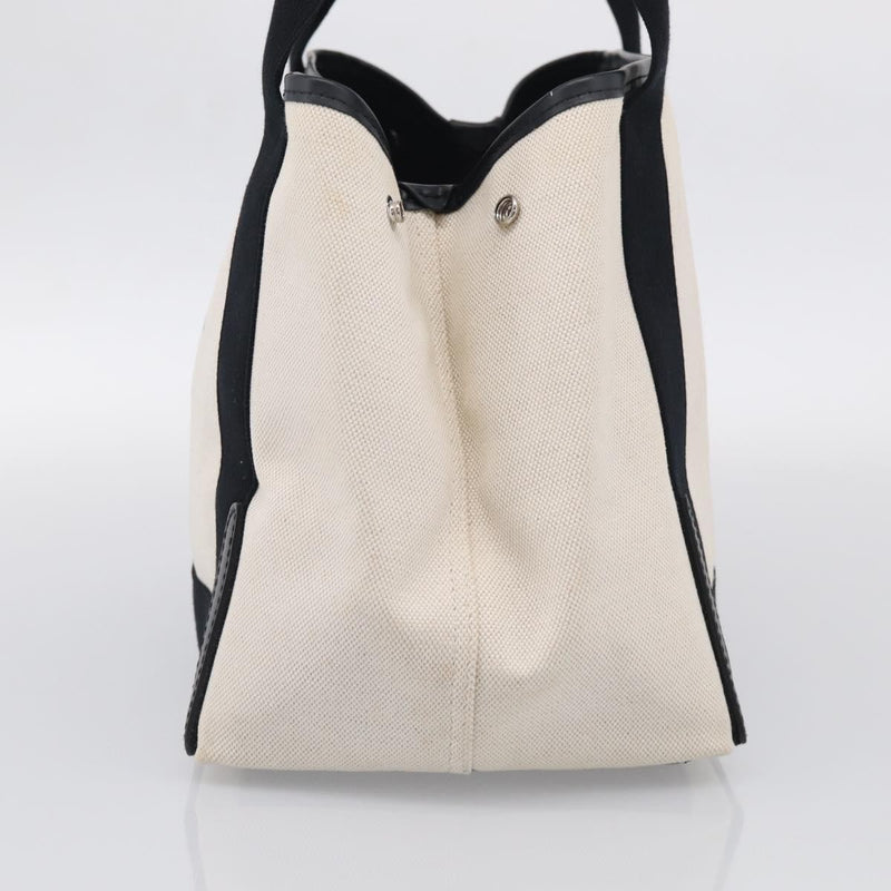 Balenciaga Navy Cabas Canvas With Leather White Bag