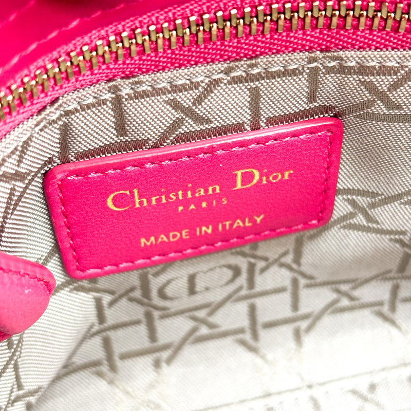 Christian Dior Lady Cannage Quilt Lambskin Pink Leather Bag