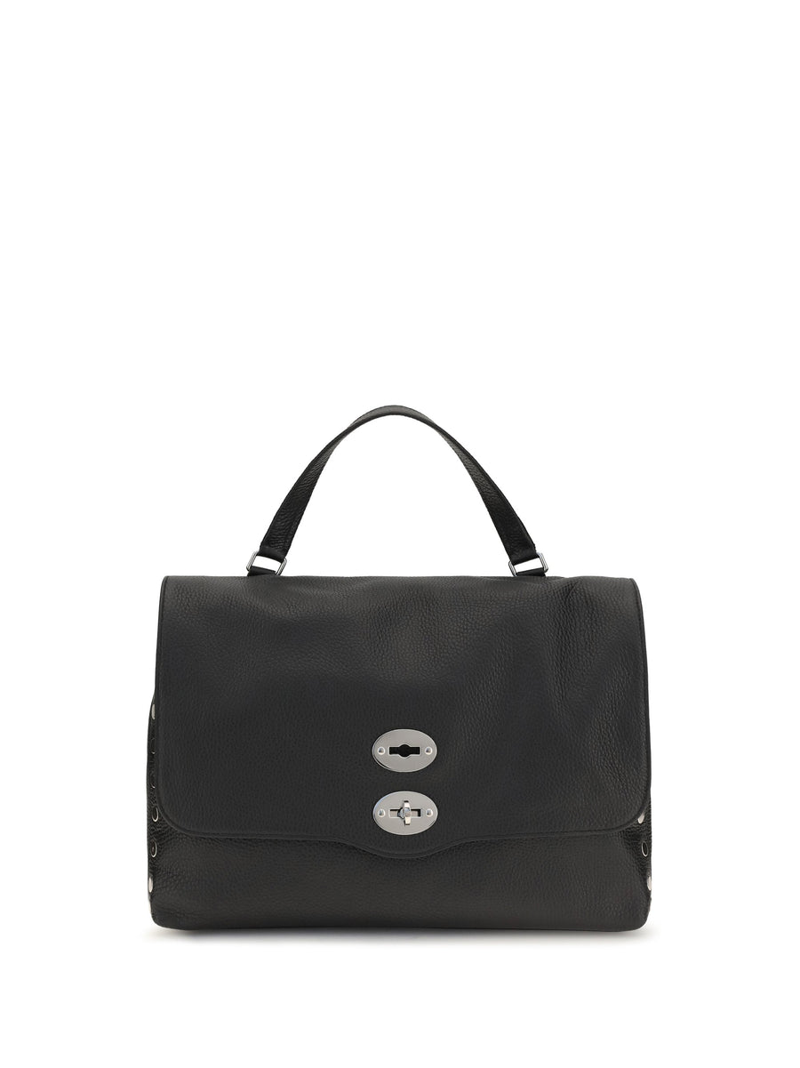 Zanellato Postina Top Handle Bag — Black Calf Leather Bos Taurus