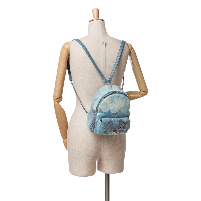 Mini Sequins and Lambskin Waterfall Backpack - Image 12