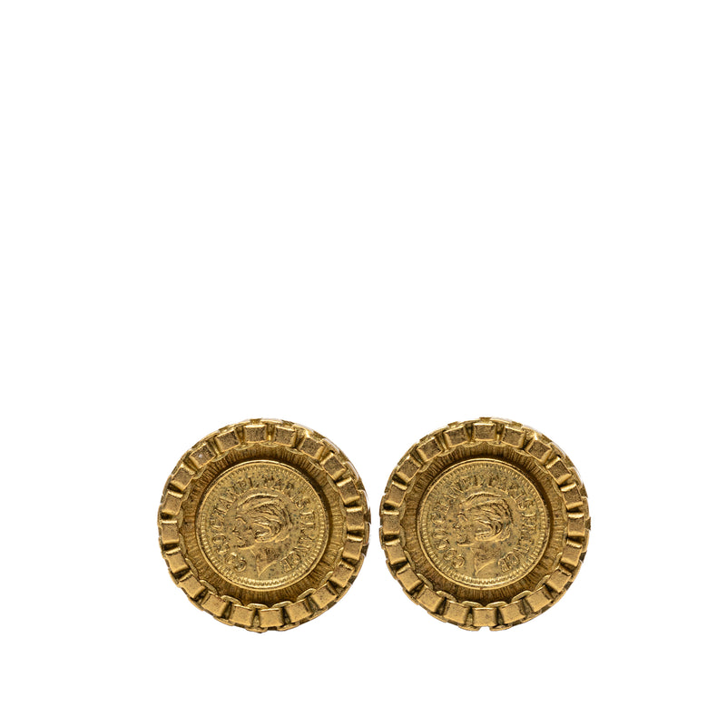 Gold Plated Coco Coin Clip On Earrings